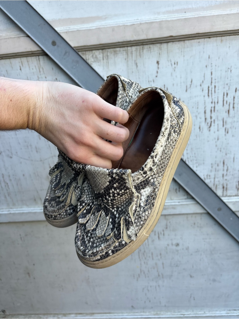 Vintage Dries Van Noten Snake Skin Print Slip-On Loafers Women’s Shoes Size 8.5
